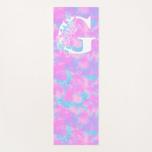 Pastel Watercolor Tie Dye Monogram Yoga Mat