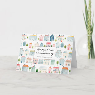 Pastel Watercolor Town Home Anniversary Card