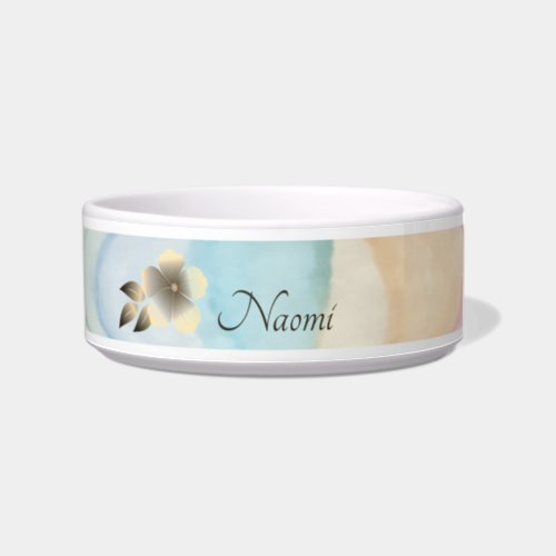 Pastel Watercolor Tropical Floral Custom Pet Bowl