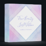 Pastel Watercolor True Beauty Lies Within Name<br><div class="desc">This beautiful, personalized binder features a pastel watercolor background in fuchsia pink, purple, blue, and hints of aqua (seen more on the back of the binder). Elegant typography reads, "True Beauty Lies Within." Our society is way too focused on the outward appearance, when we ALL know that true beauty comes...</div>