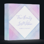 Pastel Watercolor True Beauty Lies Within Name 3 Ring Binder<br><div class="desc">This beautiful, personalized binder features a pastel watercolor background in fuchsia pink, purple, blue, and hints of aqua (seen more on the back of the binder). Elegant typography reads, "True Beauty Lies Within." Our society is way too focused on the outward appearance, when we ALL know that true beauty comes...</div>