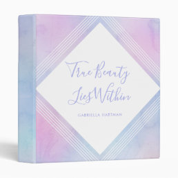 Pastel Watercolor True Beauty Lies Within Name 3 Ring Binder