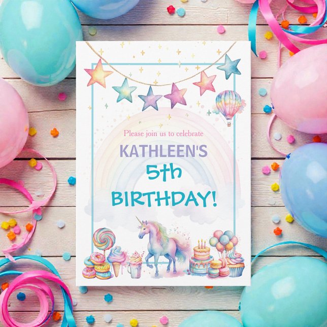 Pastel Watercolor Unicorn Birthday  Invitation (Creator Uploaded)