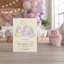 Pastel Watercolor Unicorn Girls Birthday