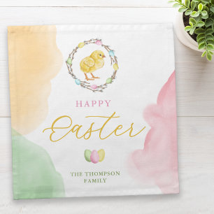 Pastel Watercolor Washes And Chick Happy Easter Cloth Napkin