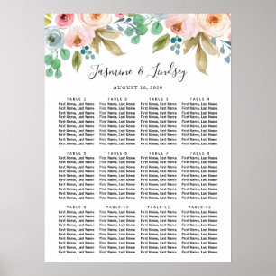 Pastel Watercolor Wedding Seating Chart
