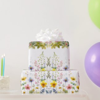 Pastel Watercolor Wildflower Floral Wrapping Paper