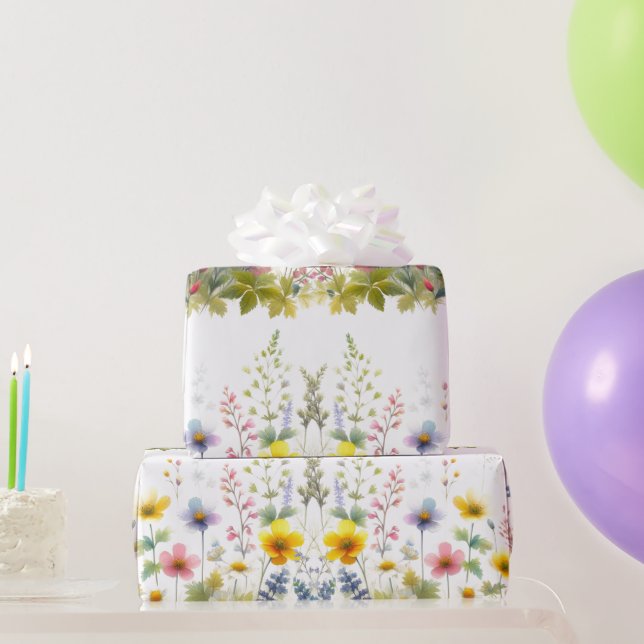 Pastel Watercolor Wildflower Floral Wrapping Paper (Party Gifts)