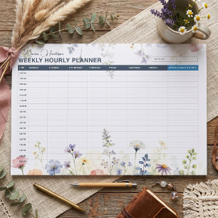 Pastel Watercolor Wildflower Meadow Weekly Hourly Paper Pad