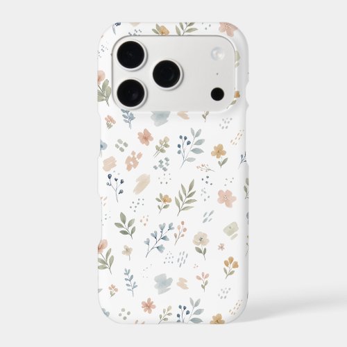 Pastel Watercolor Wildflower Seamless Pattern iPhone 17 Pro Case