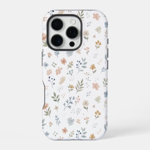 Pastel Watercolor Wildflower Seamless Pattern iPhone 16 Pro Case