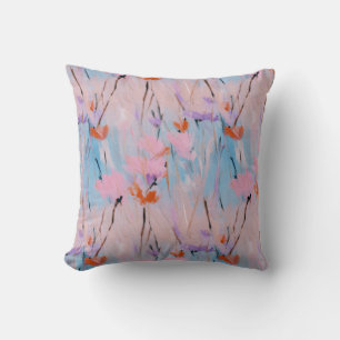Pastel Watercolor Wildflower  Throw Pillow