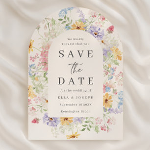 Pastel Watercolor Wildflower Wedding Save The Date