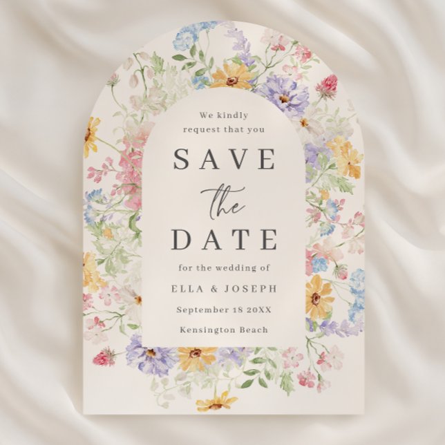 Pastel Watercolor Wildflower Wedding Save The Date (Creator Uploaded)