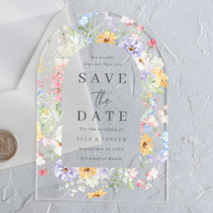 Pastel Watercolor Wildflower Wedding Save The Date