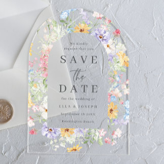 Pastel Watercolor Wildflower Wedding Save The Date