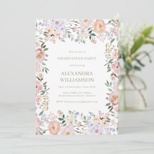Pastel Watercolor Wildflowers Graduation Party