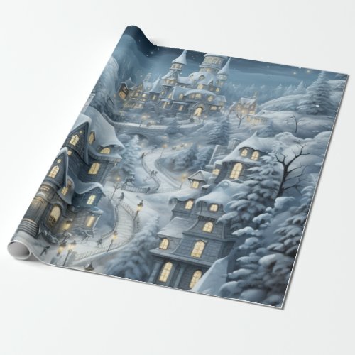 Pastel Watercolor winter Forest Pattern Wrapping Paper