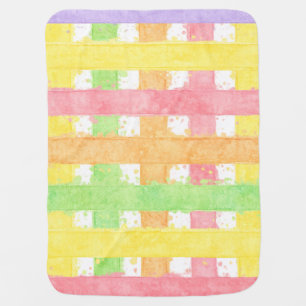 Pastel Watercolor Woven Stripe Pattern Baby Blanket