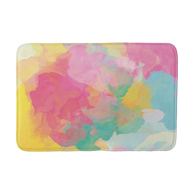 Pastel Watercolors Bathroom Mat (Front)