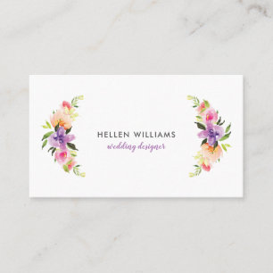 Pastel watercolors flowers bouquet frame business card