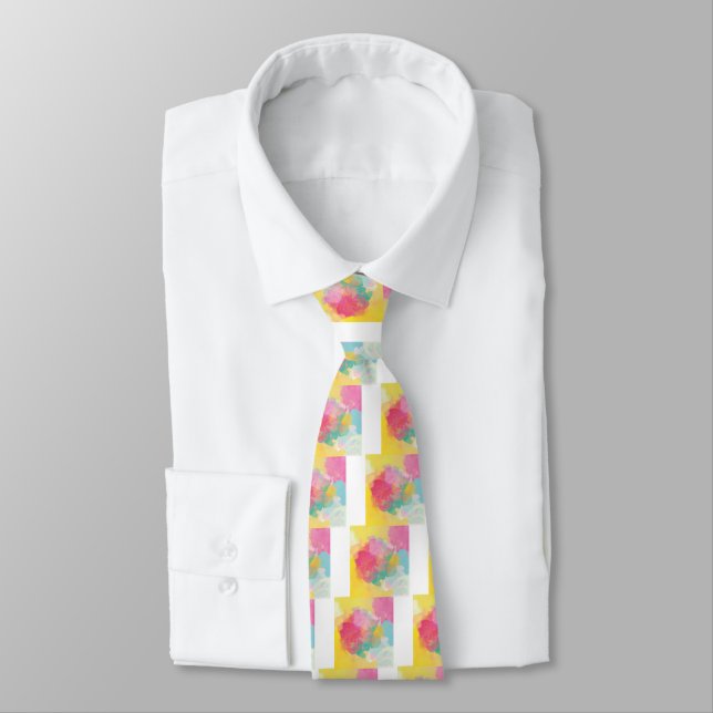 Pastel Watercolors Neck Tie (Tied)
