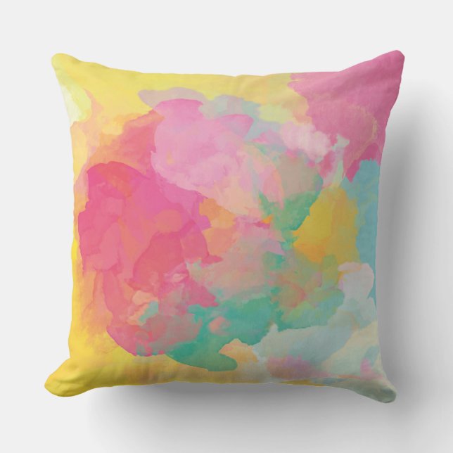 Pastel Watercolors Throw Pillow (Front)