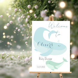 Pastel Watercolour Blue Green Whale Baby Shower Foam Board