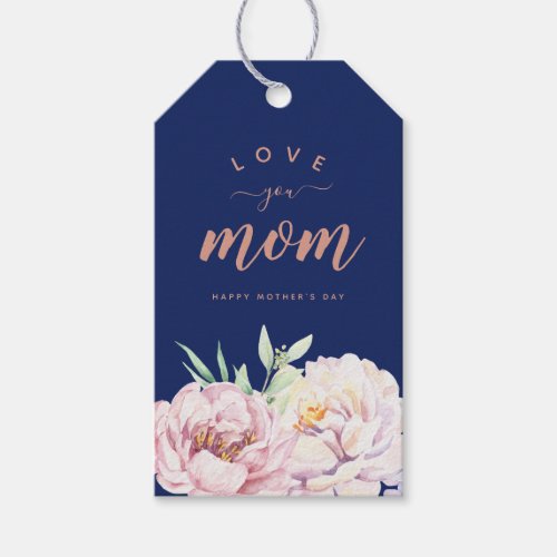 Pastel Watercolour Florals Love You Mom Minimalist Gift Tags