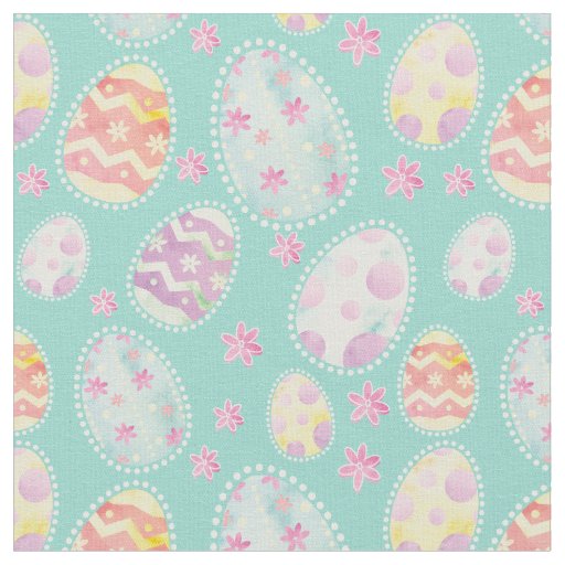 Pastel Watercolour Painted Easter Egg Pattern Fabric