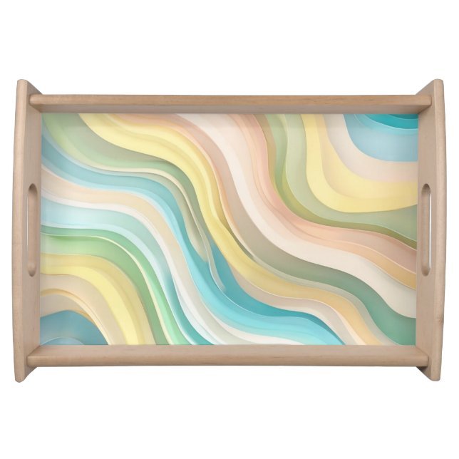 Pastel Wave Abstract Serving Tray (Front)