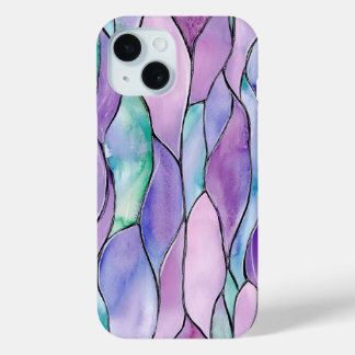 Pastel Wave Abstract Watercolor Stained Glass Art  iPhone 15 Case
