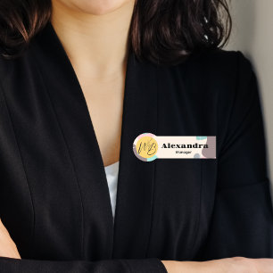 Pastel Wave Modern Business Restaurant Employee Name Tag