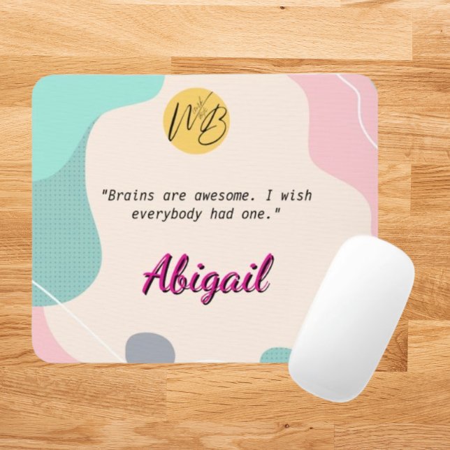  Pastel Wave Personalized Name Office Logo School Mouse Pad (Creator Uploaded)