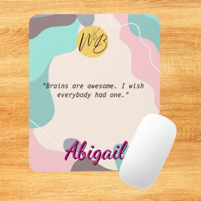  Pastel Wave Personalized Name Office Logo School Mouse Pad (Creator Uploaded)