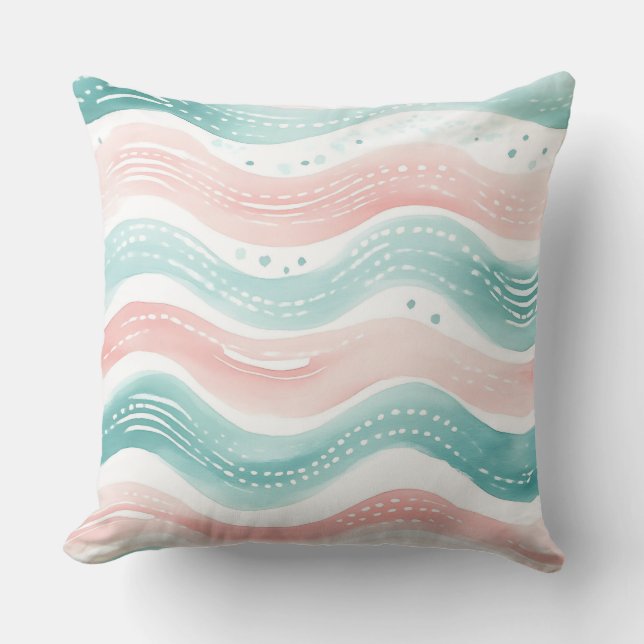 Pastel Wave Throw Pillow (Front)