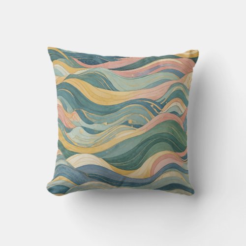 Pastel Waves Throw Pillow