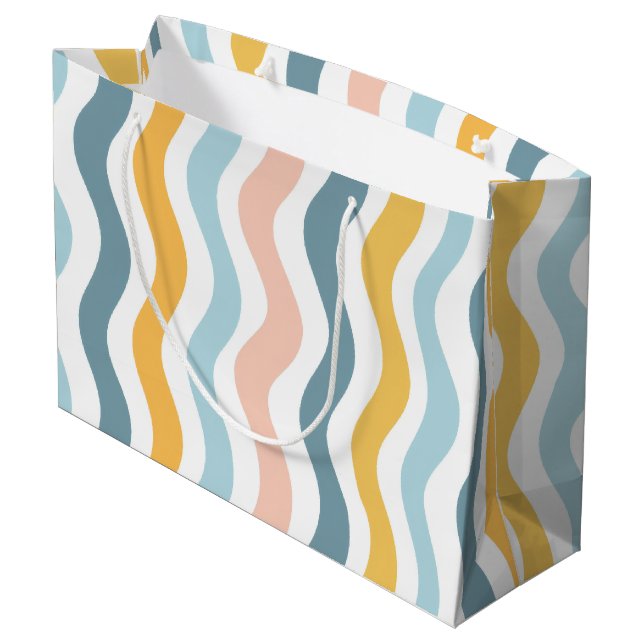 Pastel Wavy Lines  Large Gift Bag (Back Angled)