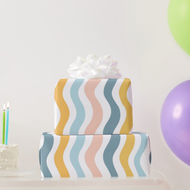 Pastel Wavy Lines  Wrapping Paper (Party Gifts)