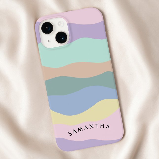 Pastel Wavy Pattern Personalized Curvy Name Case-Mate iPhone Case (Pastel Wavy Pattern Personalized Curvy Name Case-Mate iPhone Case)