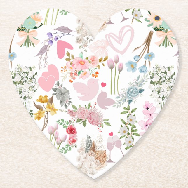 Pastel Wedding ornaments pattern 02 Paper Coaster (Front)