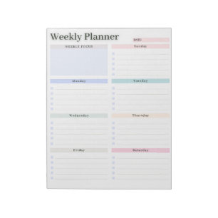 Pastel Weekly Planner & To-Do List Notepad