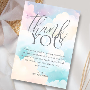 Pastel We're on Cloud Nine Baby Shower  Thank You Card