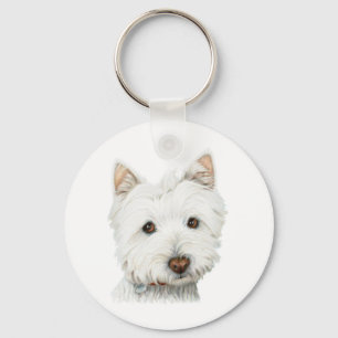 Pastel Westie Dog Keychain