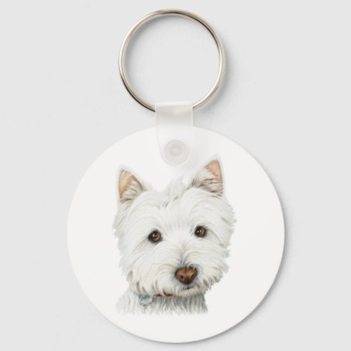Pastel Westie Dog Keychain