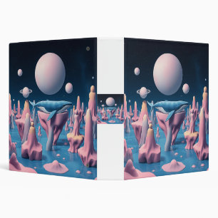 Pastel Whale in Floating Island Dreamscape 3 Ring Binder
