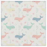 Pastel Whale Whimsical Sea Animals Print Fabric