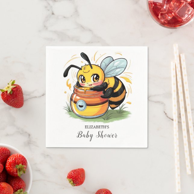 Pastel Whimsical Bee Baby Shower Napkins (Insitu)