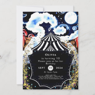 Pastel Whimsical Circus Birthday Invitation
