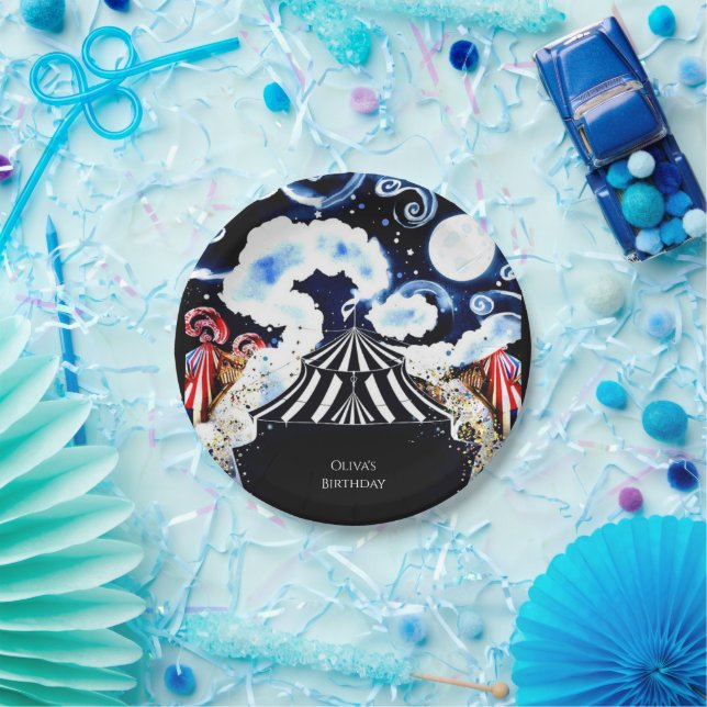 Pastel Whimsical Circus Birthday Paper Plates (Party)